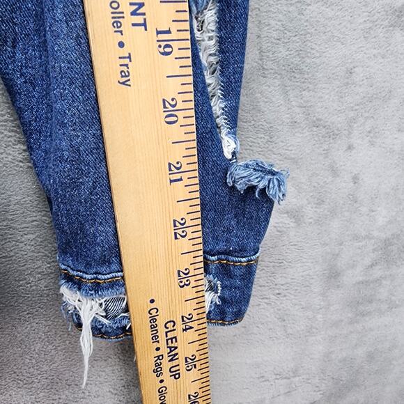 Mono B Longline Denim Jacket Women’s Large Distressed Destroyed Blue Jean Coat - Picture 12 of 14